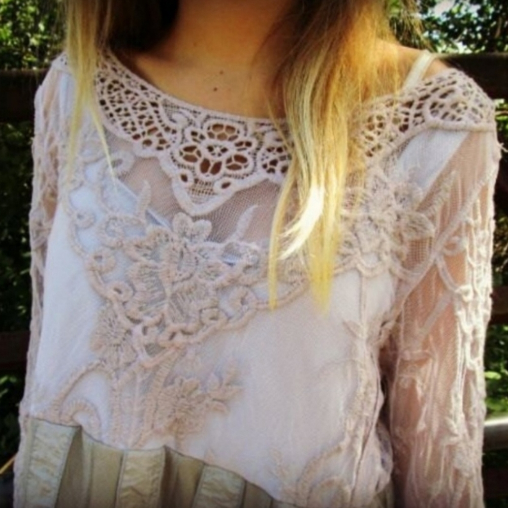 Gray Lace Empire Waist Dress - Picture 13 of 16